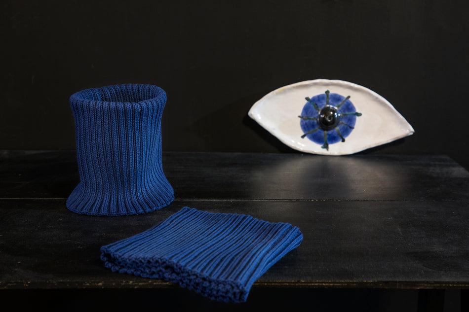 2 Cache-Col in Cotone Blu Lui e Lei
