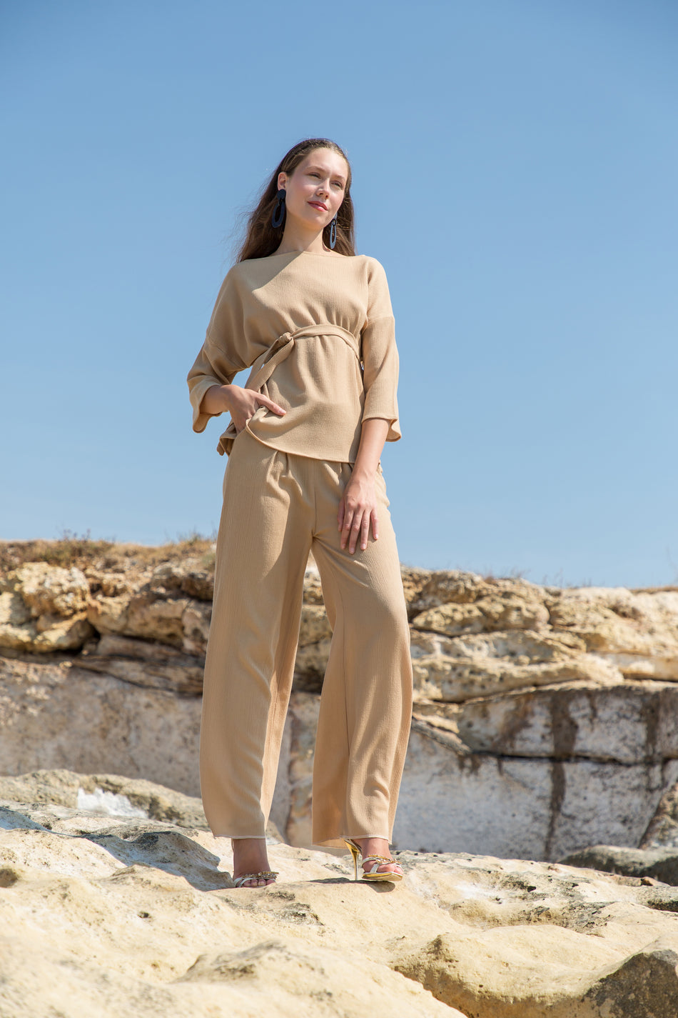 Pantalone Crepe Lana Beige