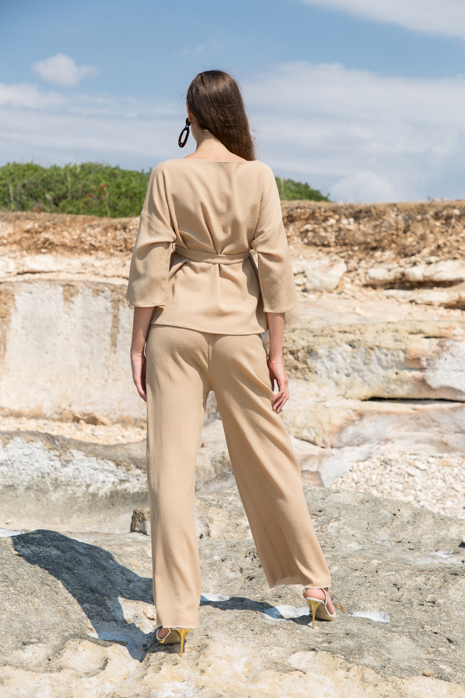 Blusa in Crepe Lana Beige