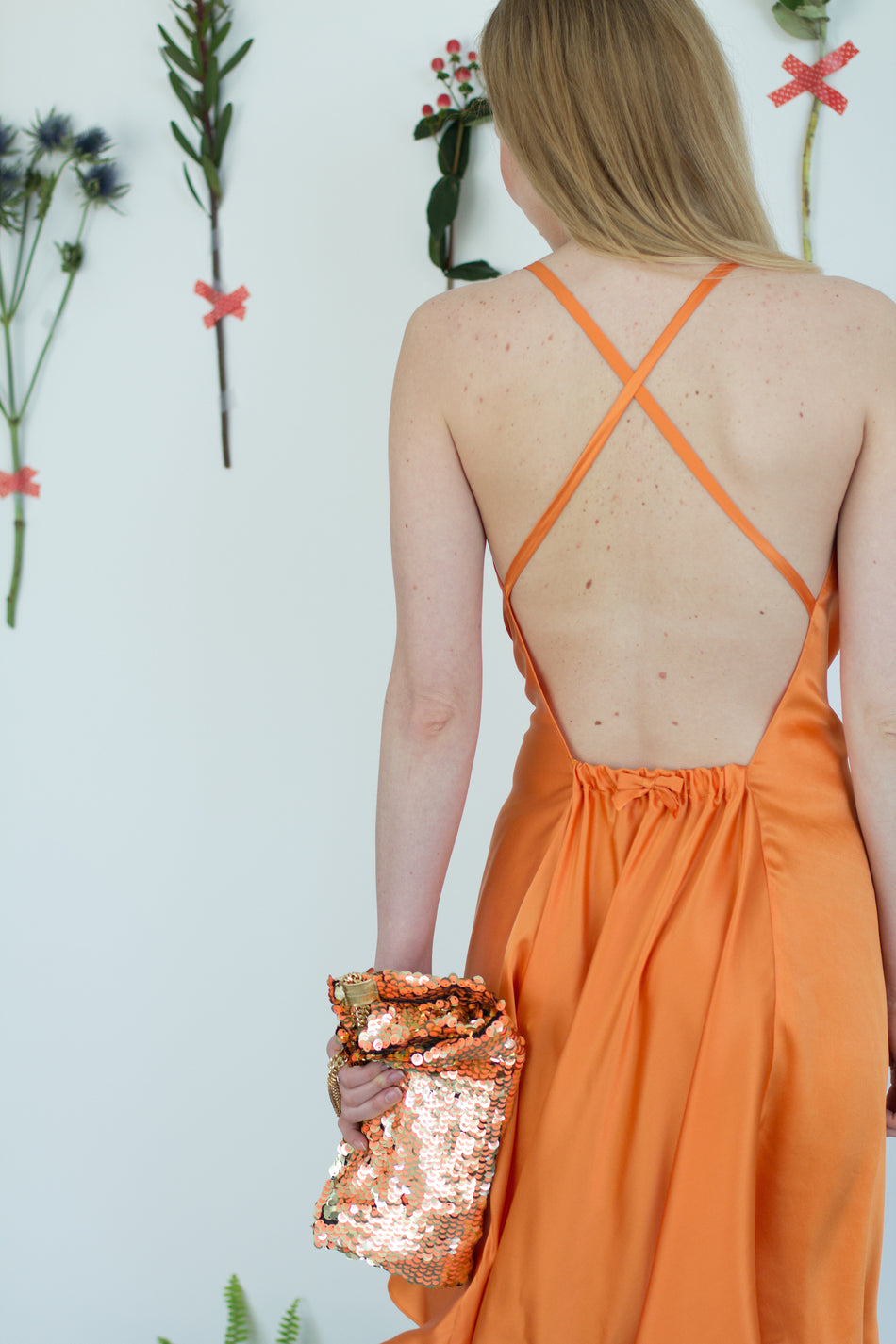 Frivolo Dress in seta pura arancione