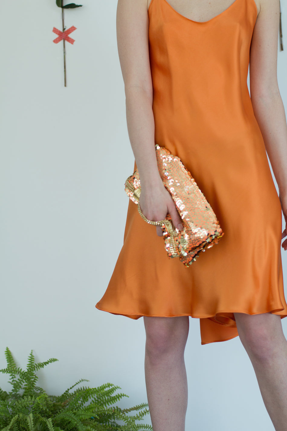 Frivolo Dress in seta pura arancione
