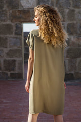 DIDI Dress Seta Pura Verde Oliva