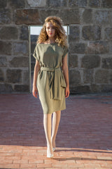 DIDI Dress Seta Pura Verde Oliva