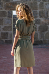 DIDI Dress Seta Pura Verde Oliva