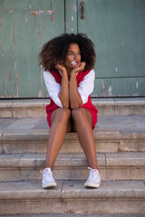 Dress in Red Coral Wool Crepe