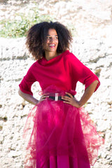 Blouse in Red Wool Crepe