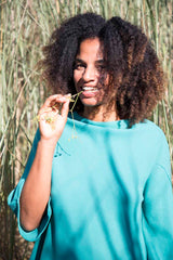 Blusa Petalo in Crepe di Lana verde acqua