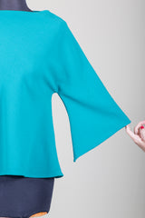 Blusa Petalo in Crepe di Lana verde acqua