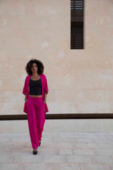 Kimono in Fuchsia Wool Crepe