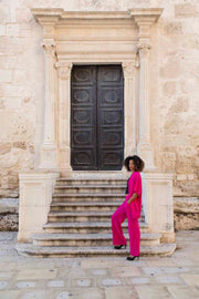 Kimono in Fuchsia Wool Crepe