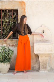 Pantalone in Crepe di Lana Arancione