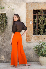 Pantalone in Crepe di Lana Arancione