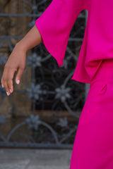 Blouse Tulip in Fuchsia Wool Crepe
